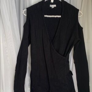 Black Long Sleeve Wrap Top